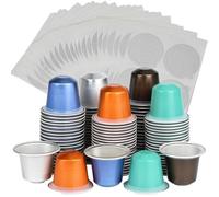 NONDK Lot de 100 Capsules de Café Vides en Aluminium, Remplissables, avec Couvercles Autocollants pour Vos Propres Dosettes D'.