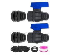 NONDK Lot de 2 Robinets pour Baril de Pluie, D'Arrêt pour Tuyau D'Arrosage 3/4 Pouce GHT avec Raccord de Cloison, à Boisseau Sphérique Fileté pour Tuyau D'Arrosage