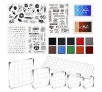 NONDK Lot de 22 Tampons de Bricolage avec Blocs de Tampons en Acrylique, Tampons en Silicone et Tampons Encreurs Colorés pour le Scrapbooking DIY