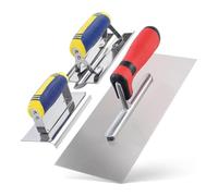 NONDK Lot de 3 Outils pour Béton en Acier Inoxydable, Truelle de Finition Plate, Bordureuse et Rainureuse à Main pour Béton avec Poignée Souple