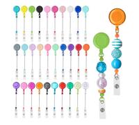 NONDK Lot de 30 Porte-Badges à Perles à Monter Soi-Même, Porte-Clés Rétractable et Robuste, Clips pour Badge D'Identification et Nom pour les Employés de Bureau
