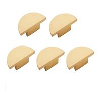 NONDK Lot de 5 Poignées de Tiroir en Laiton, Boutons et Poignées en Demi-Cercle pour Armoires de Cuisine, Boutons Dorés pour Armoires et Tiroirs, Durables, Faciles à Installer et à Utiliser.
