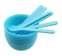 NONDK Lot de 6 de Mélange de Colle Bleus avec Cuillères pour la Fabrication de Slime, en Plastique PP, de Mélange Réutilisables