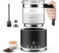 NONDK Mousseur à Lait 4 en 1 Fonction Capacité Électrique Verre Cap 250ml Cappuccino ou 500ml Lait Chaud, Prise EU Noir