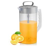 NONDK Pichet mélangeur de 2 litres en plastique gris avec couvercle, lames inclinées et piston réglable