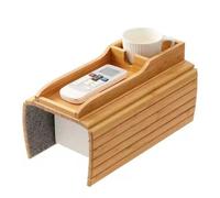NONDK Porte-Gobelet de Canapé, Porte- de Canapé, Plateau D'Accoudoir de Porte-Gobelet de Canapé en Bambou Naturel, Table de Plateau de Bras de Canapé Portable et Facile à Installer