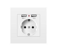 NONDK Prise Électrique Standard de L'UE avec Double USB 5V 2.1 A Prises Électriques 16A pour Hôtel Familial, Résidence, Prise Murale