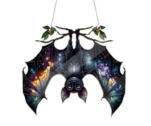 NONDK Vitrail de chauve-souris Halloween attrape-soleil fenêtre suspendu acrylique Art mural Attrape-rêves Décoration Fantômes Festival Coloré, B