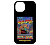 None Stop Teddy Bear Playing Basketball Illustration Graphic Coque pour iPhone 14