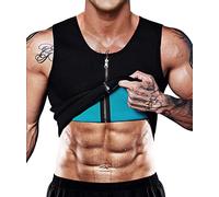 NonEcho Gilet de sauna pour homme, vêtements de transpiration, ceinture amincissante, corset, t-shirt sans manches en néoprène, vêtement gainant, t-shirt amincissant, tenue d'exercice, noir, XXL