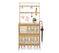 NoneDanGee Armoire à chaussures en bambou - Rangement à chaussures autonome - Respirant - Pour couloir - 70 x 17 x 152 cm