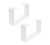 NoneDanGee Lot de 2 pieds de meubles en acier au carbone - En métal en forme de U - Pour table à manger, bureau, table basse, banc, montage facile - Jusqu'à 100 kg - L x H 50 x 20 cm (blanc)