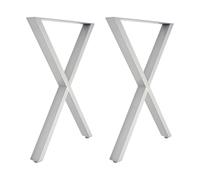 NoneDanGee Lot de 2 pieds de table en forme de X avec patins réglables - En métal - Pieds de meubles en acier - Peuvent être utilisés comme pieds de table à manger, pieds de bureau d'ordinateur