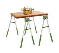 NoneDanGee Lot de 2 tréteaux de travail réglables en hauteur - Chevalet de sciage pliable - Accessoires d'atelier - Pour atelier et projets de bricolage - 120 kg par tréteau de travail (vert)