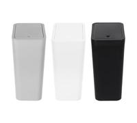 NoneDanGee Lot de 3 poubelles de 9 l avec couvercle, en plastique (PP), système de tri sélectif, pour cuisines, salles de bains, salons, bureaux, toilettes (noir, blanc, gris)
