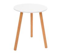 NoneDanGee Petite table d'appoint, table basse, ronde, en bois massif, minimaliste, parfaite comme table de chevet, tabouret de plantes ou table de salon, 40 x 40 x 52 cm (blanc chaud)