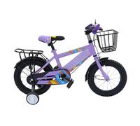 NoneDanGee Vélo VTT 14" pour enfant à partir de 3 à 6 ans, hauteur réglable, avec roues stabilisatrices, siège arrière et panier pour garçons et filles (violet)