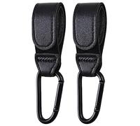 Noneea Accessoires de crochet de poussette, crochet multifonction pour sac de poussette, clip de poussette en cuir primé (noir-2 pièces)