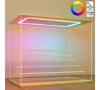 NONEMEY Boîte de présentoir en acrylique transparent avec lumière, 3/4/5/6 niveaux de couleurs multiples contrôlables par télécommande, boîte de présentation anti-poussière pour figurines, miniatures