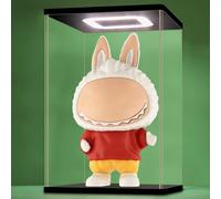 NONEMEY Vitrine en acrylique avec lumière LED, présentoir en acrylique transparent à assembler - Protection contre la poussière - Boîte de rangement pour figurines (26 x 19 x 44 cm)