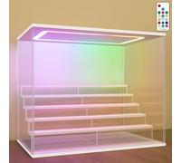 Nonemey Vitrine pour Collection en Acrylique Transparente avec Éclairage LED RVB Télécommandé - Présentoir Anti-Poussière 2/3/4/5/6 Niveaux pour Figurines et Lego (Blanc, 6Tier-49x30x40cm)