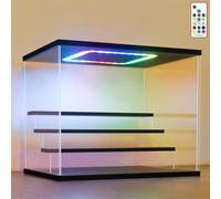 NONEMEY Vitrine pour Collection en Acrylique Transparente avec Éclairage LED RVB Télécommandé - Présentoir Anti-Poussière 2/3/4/5/6 Niveaux pour Figurines et Lego (Noir, 4Tier-31.5x24.5x26.5cm)