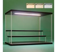 NONEMEY Vitrine pour Collection en Acrylique Transparente avec Éclairage LED Tricolore - Présentoir Anti-Poussière 2/3/4/5/6 Niveaux pour Figurines et Lego (Noir, 3Tier-31.5x18x23cm)