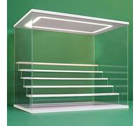 NONEMEY Vitrine pour Collection en Acrylique Transparente avec Éclairage LED Tricolore - Présentoir Anti-Poussière 2/3/4/5/6 Niveaux pour Figurines et Lego (Blanc, 6Tier-49x30x40cm)