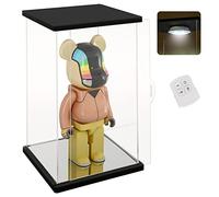 NONEMEY Vitrine pour Collection et Salon en Acrylique avec LED Télécommandée - Boîte Vitrine Anti-Poussière pour Figurines 400% Bearbrick,Modèles(Noir, 15×12×32 cm)