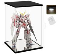 NONEMEY Vitrine pour Collection et Salon en Acrylique avec LED Télécommandée - Boîte Vitrine Anti-Poussière pour Figurine Gundam,Modèles(Noir, 35x25x55 cm)