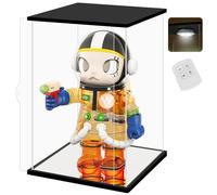 Nonemey Vitrine pour Collection et Salon en Acrylique avec LED Télécommandée - Boîte Vitrine Anti-Poussière pour 400% Pop Mart,labubu,Figurines,Modèles(Noir, 25x25x35 cm)