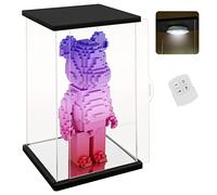NONEMEY Vitrine pour Collection et Salon en Acrylique avec LED Télécommandée - Boîte Vitrine Anti-Poussière pour Figurines,Modèles(Noir, 25x20x42 cm)