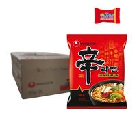 Nong Shim Shin Ramyun Lot de 20 nouilles instantanées au bœuf coréen et ramen très épicées Préparation rapide 120 g + chocolat Tony's Cadeau Trinovi