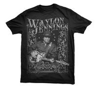 NONGSAO Waylon Jennings Portrait Unisex 100% Cotton Short-Sleeve T-Shirts Black L