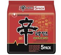 Nongshim Shin Ramyun 600 g (120 g x 5) (lot de 1) - Lot de soupe épicée traditionnelle de style coréen - Excellent pour collation, sauter, soupes, ou comme plat d'accompagnement rapide