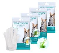 nongxiang [4 Packs de 24 Lingettes] Lingettes Gant de Toilette pour Animaux - Lingettes Nettoyantes Jetables sans Parfum ni Additif - Soins Quotidiens pour Chiens et Chats