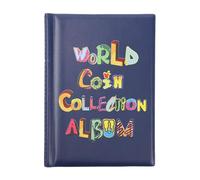 NONGYU Album de collection de pièces de monnaie en cuir avec 120 pochettes - 2,9 x 2,9 cm - Album de rangement pour pièces de monnaie - Album pour collectionneur