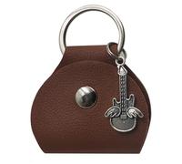 NONGYU Boîte de rangement portable pour médiators de guitare, étui de rangement pratique, texture PU, support élégant, marron, Silver pendant