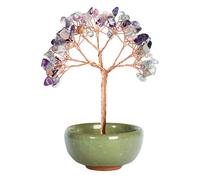 NONGYU Bonsaï miniature en cristal avec pierres précieuses pour la croissance spirituelle, la richesse et la prospérité, énergie positive, cadeau de pendaison de crémaillère