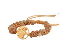 NONGYU Bracelet tressé double couche en turquoise africaine naturelle avec breloque arbre réglable pour un ajustement confortable, taille unique, Comme décrit