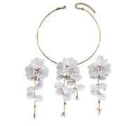 NONGYU Ensemble de bijoux floraux élégants - Collier et boucles d'oreilles assortis - Accessoires portables pour peaux sensibles - Ensemble collier et boucles d'oreilles