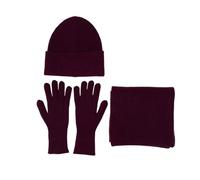 NONGYU Ensemble de bonnets, cache-cou et gants en fibre acrylique tricotés pour l'hiver pour protéger contre le froid, couvre-cou doux, chaud, bonnet, écharpe, gants pour femme et fille, Casserole