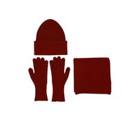 NONGYU Ensemble de bonnets, cache-cou et gants en fibre acrylique tricotés pour l'hiver pour protéger contre le froid, couvre-cou doux, chaud, bonnet, écharpe, gants pour femme et fille, rouge vin