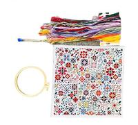 NONGYU Ensemble de broderie de croix pour débutants avec motif fleur par jour et outil pour se détendre et décorer la maison