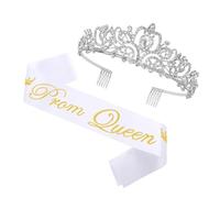 NONGYU Ensemble scintillant réglable avec écharpe amovible et couronne en alliage pour bal de fin d'année, couronnes et écharpes