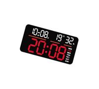 NONGYU Horloge murale électronique contemporaine avec écran LED, heure, date, température, 2 alarmes, compte à rebours, télécommande, horloge murale LED avec alarme