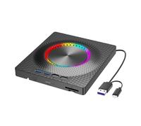NONGYU Lecteur de disque externe portable avec connexion USB 3.0 et type C pour un transfert de données rapide et gravure de disque pour les voyageurs multifonction DVDRW