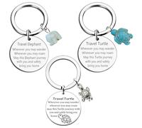 NONGYU Lot de 3 porte-clés artistiques en résine avec pendentif en forme d'éléphant en forme de tortue, crochet antirouille compact pour sac à dos, accessoires et bijoux en acier inoxydable