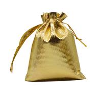 NONGYU Lot de 50 sacs d'emballage en tissu doré et argenté avec cordon de serrage - 7 x 9 cm - 9 x 12 cm - Pochette de rangement pour bijoux