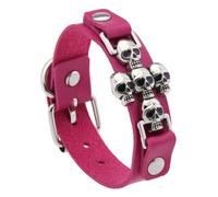 NONGYU Manchette gothique empilable en cuir PU unisexe accessoire unique alternatif pour les amateurs de mode PU cuir crâne chaîne de main, taille unique, Comme décrit